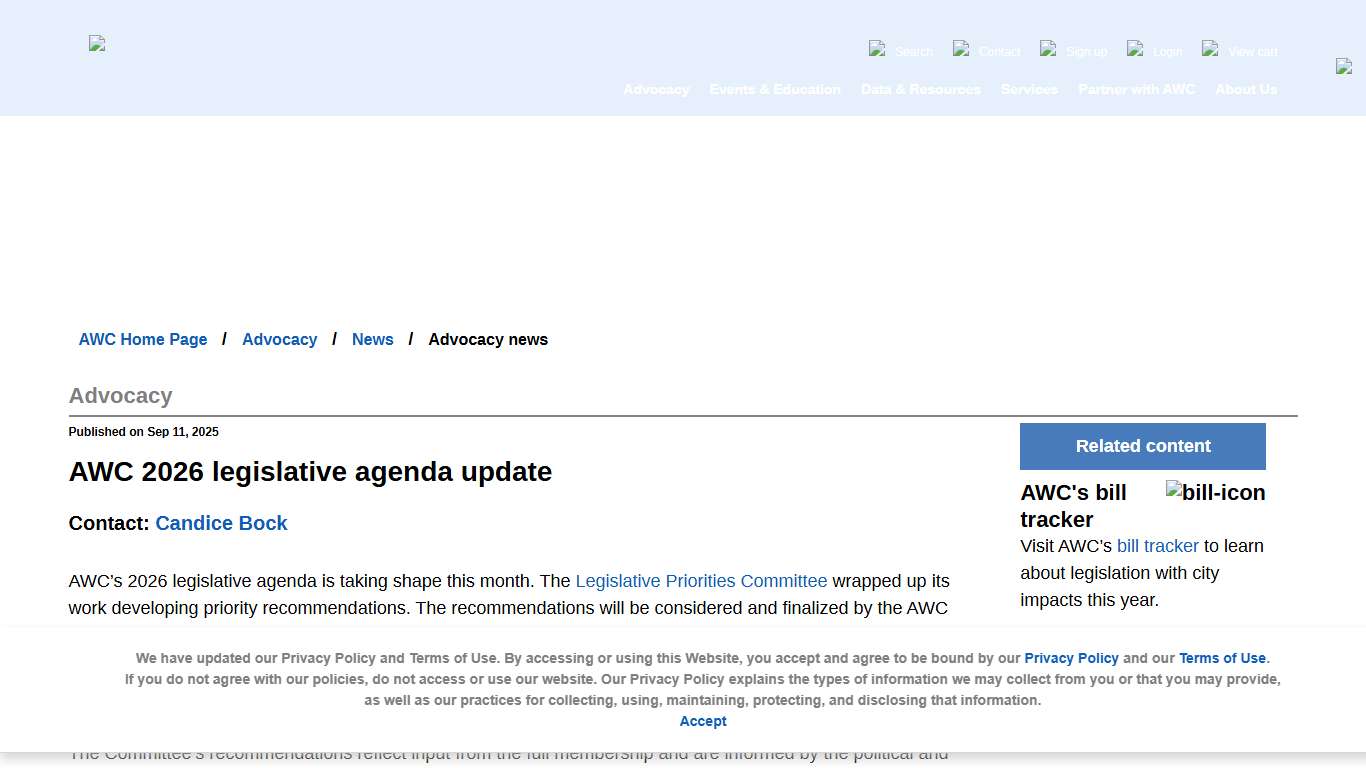 AWC 2026 legislative agenda update